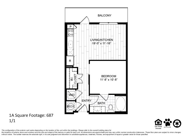 Teak at the Branch Floor Plan 1 Bedroom 1 Bath 1 Bed 1 Bath 587 sqft